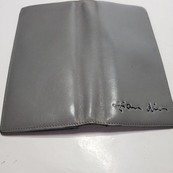 Dior Home Leather Wallet Gray Bifold Long Slim Unisex Checkbook Card Holder Logo - Picture 9 of 12